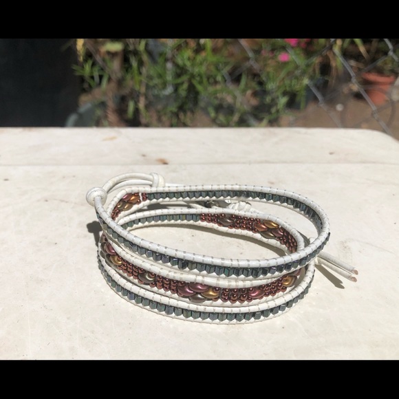 Three Wrap Leather Bracelet Handmade - Picture 3 of 6